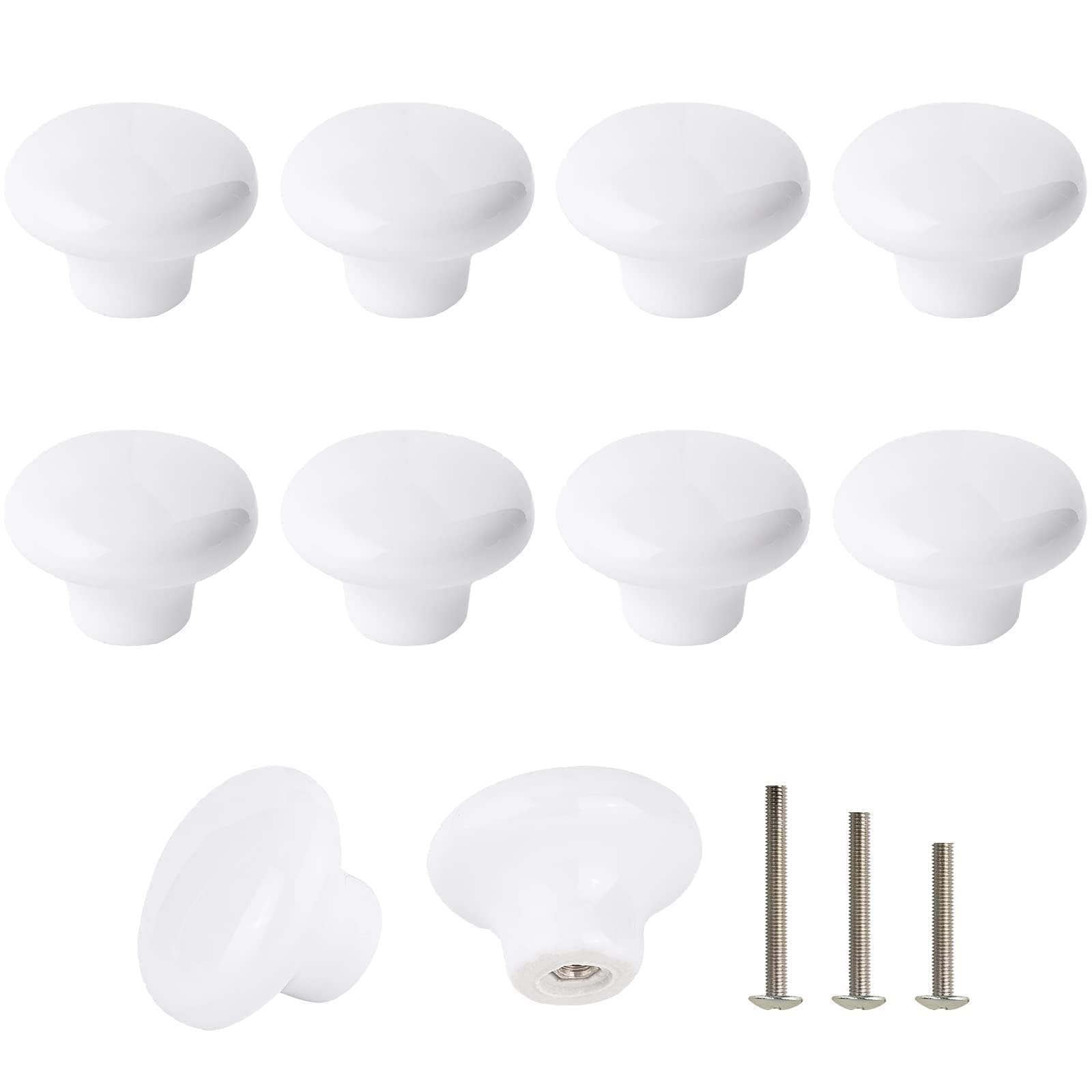 ShipeeKin 10x White Door Knob Cabinet Retro Round Ceramic Drawer Cupboard Kitchen Pull Handle 32mm — image 1
