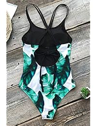 CUPSHE bañador de una pieza con estampado de hojas y espalda fruncida para dama