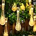 Icicle Solar Christmas String Lights, 15.7ft 8 Light Modes 20 LED Water Drop Fairy String Lighting for Outdoor & Indoor, Home, Patio, Lawn, Garden, Party, and Holiday Decorations (Warm White)