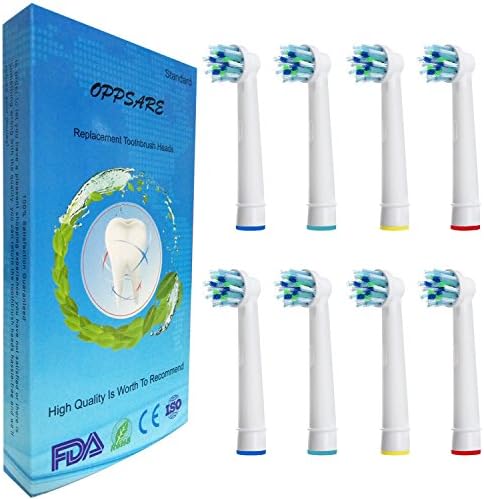 OPPSARE Electric Toothbrush Head， Replacement Toothbrush Heads for Oral B Cross Action (8pcs)
