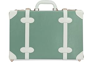 Unitravel Baby Keepsake Case, 18" Handmade Memory Storage Box, Newborn Keepsake Box, Vintage Suitcase for Baby Shower, Baptism, Naming Ceremony or Birthday (mint green)