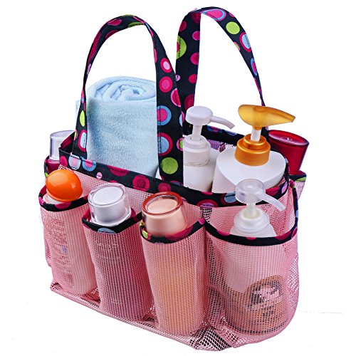 Topfox 8-Pocket Bath Organizer Bag, Pink - Thumbnail 4
