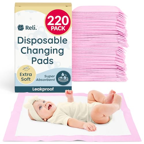Reli. Disposable Changing Pads for Baby (220 Pack) | Disposable Diaper Changing Pads, 13