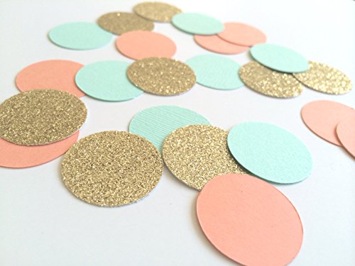 Turquoise Coral And Gold Glitter Circle Confetti Party Import It All