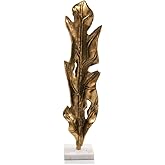Modern Day Accents 3732 Hoja Tall Gold Leaf Sculpture, Nature, Leaves Room Decor, Unique Gold Home Decor Accent Statue for Mo
