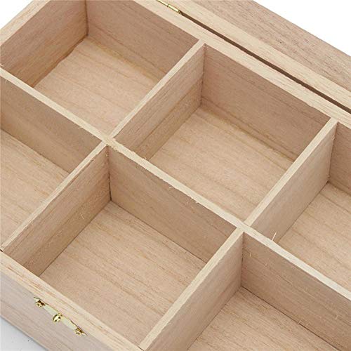 Labyrinen Natural Wooden Tea Caddies Box Tea Bag Organizer Jewelry Storage Box Sugar Packet Container with 6 Compartments