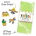 Joyousa Fiesta Party Supplies 28pc Straw Set - Mexican Theme, Cinco de Mayo Party Favors Decorations - Mini Sombrero, Cactus, Taco Cupcake Toppers Décor