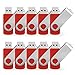 JUANWE 10 Pack 2GB USB Flash Drive USB 2.0 Thumb Drives Jump Drive Fold Storage Memory Stick Swivel Design - Red