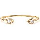 BHUBREA Teardrop Moissanite Halo Cuff Bracelet for Women 925 Sterling Silver 2CT D Color VVS Clarity Moissanite Drop Bangle Jewelry for Her Wife Mom