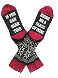 Shele Funny Saying Knitting Word IF YOU CAN READ THIS BRING ME A GLASS OF WINE Crew Socks for Men Women