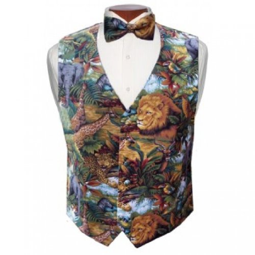 King of the Jungle Tuxedo Vest and Bow Tie Size Small