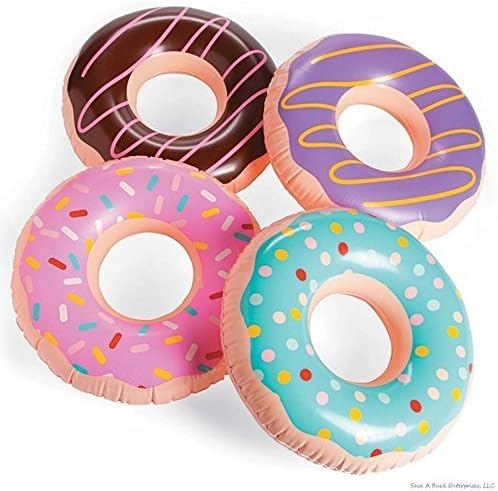 4 Pcs Jumbo Frosted Donut Shaped Inflatables Blow Up Pool Party Favor Toys Luau New