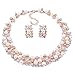 QIYUN.Z Multi-Row Strand Pearl Beaded Torsade Bib Choker Collar Necklace Earrings Set