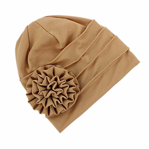 Qhome Women's Flower Ruffle Turban Beanie Head Wrap Chemo Cap Hair Loss Hat