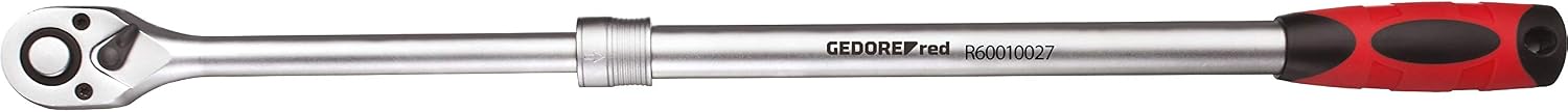 Gedore Red Telescopic Ratchet, Switchable, with Push Button Release, 1/2 Inch, Ergonomic 2K Handle, Steel Tube, Red/Black - Image 3
