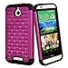 HTC Desire 510 Case, Style4U HTC Desire 510 Studded Rhinestone Crystal Bling Hybrid Armor Case Cover with 1 HD Screen Protector and 1 Stylus [Purple / Black]