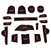 Autou Door Mats Gate Slot Cup Mat Red 16Pcs for Jeep Renegade 2016 2017