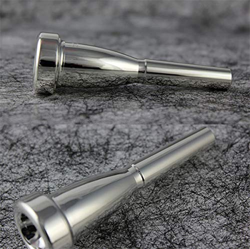 Trumpet Mouthpiece 3C 5C 7C (3 Pack) with Box and Microfiber Cleaning Cloth Compatible with Yamaha Bach Conn King Replacement Musical Instruments Accessories, Silver Plate (Bullet Shape)