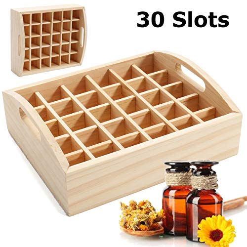 Gold Happy 30 Grids Essential Oils Wooden Tray 5-10ml Bottles SPA/Yoga Club Aromatherapy Storage Box Nail Gel Polish Organizer Container - Thumbnail 4