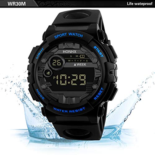Men's Digital Sport Watch Electronic LED Fashion Waterproof Outdoor Casual Wrist Watch (Blue) - Thumbnail 2