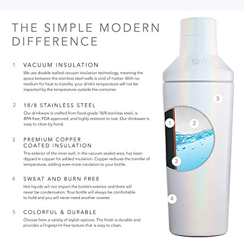 Simple Modern CLS-CS Cocktail-Martini-Shaker, isoliert, Edelstahl, 590 ml Set mit Jigger Deckel – spülmaschinenfest… – Bild 5