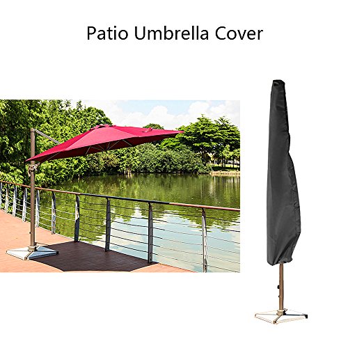ALLOMN Outdoor Patio Umbrella Cover, Waterproof and UV Protection Fabric Parasol Cover for 9-11 Feet Garden Yard Balcony Umbrellas - Thumbnail 2