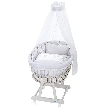 Alvi Stubenwagengarnitur Birthe 3-tlg. Himmelset Hippo silber 80x80 cm 411619729