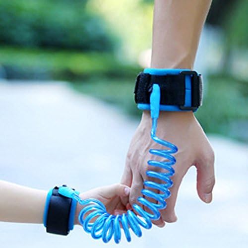Anti-Lost Wrist Link Rope Leashes Safety Child Lost with Breathable Cotton Straps Velcro Wrist for Kids Baby Toddler Child- Blue (2.5 m)