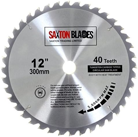 Saxton TCT Circular Wood Saw Blade 300mm x 30mm x 40T for Bosch Makita etc Fits 305mm Saws, Silver