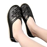 Women's Comfortable Flats Leather Loafers Summer Casual Slip On Rubber Sole Fashion Soft Mesh Soft Breathable Shoes