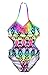 ATTRACO Little Big Girls Fringe Hollow-Out Rainbow Wave Stripe One Piece Swimsuit