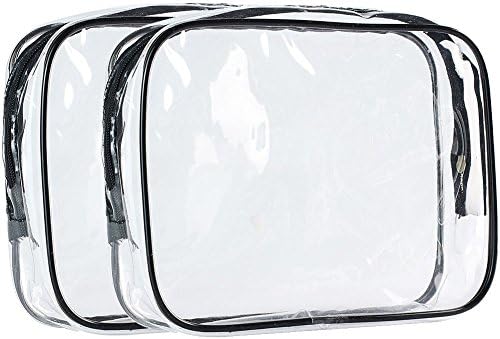 ScivoKaval Clear Carry-On Travel Toiletry Bag 3 1 1 Airline with Zipper 2 Pack