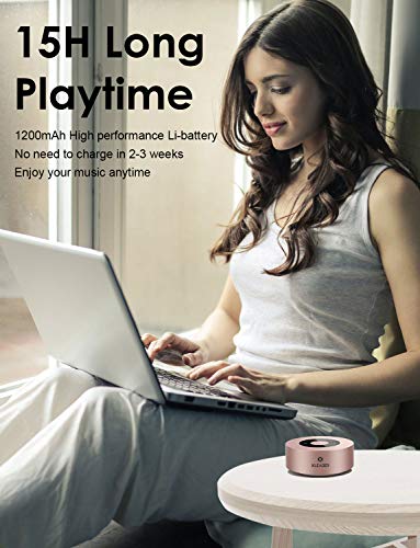 XLEADER SoundAngel (2 Gen) 5W Touch Bluetooth Speaker with Waterproof Case, 15h Music, Louder Crystal HD Sound, Premium Mini Portable Bluetooth Speaker for iPhone iPad Tablet Shower, Rose Gold