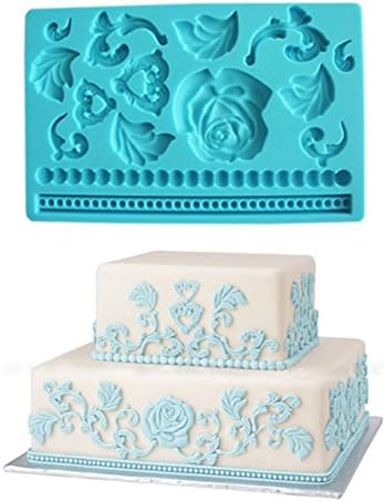 DIY Rose Flower Lace Gum Paste Silicone Fondant Cake Decoration Mold