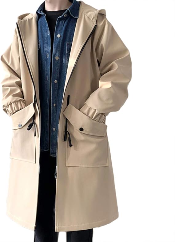 Amazon Co Jp Yiyangロングコート メンズ 春 トレンチコート ロング丈 ジャケット フード付き ウインドブレーカー 大きいサイズ コート 春服 カジュアル アウター おしゃれ 服 ファッション小物