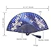 OMyTea® Hand Held Silk Folding Fans with Bamboo Frame - with a Fabric Sleeve for Protection for Gifts - 100% Handmade Oriental Chinese/Japanese Vintage Retro Style - for Women Ladys Girls (WZS-16)