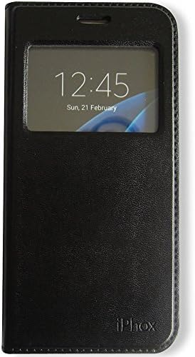 Galaxy S7 Case,Window View With Invisible Magnetic Closure Flip Leather Wallet Cover Folio Case Stand Card Holder Slot for Samsung Galaxy S7 (Black)