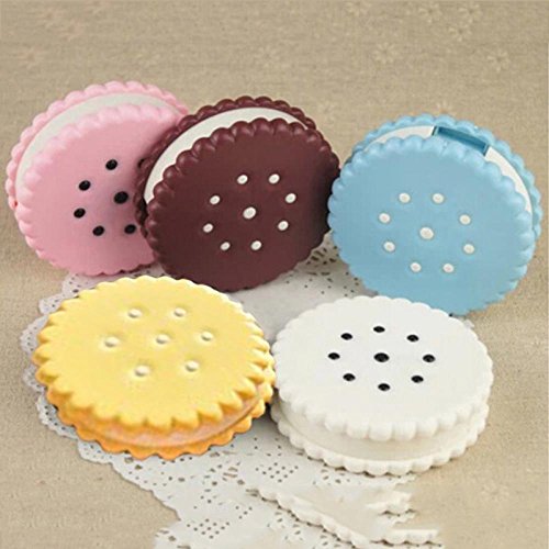 WSERE 5 Colors Contact Lens Case Cookies Shaped Colored Contacts Box Container Travel Kit, Full Equipped, Safe and Leakage-Proof(Yellow) - Thumbnail 7