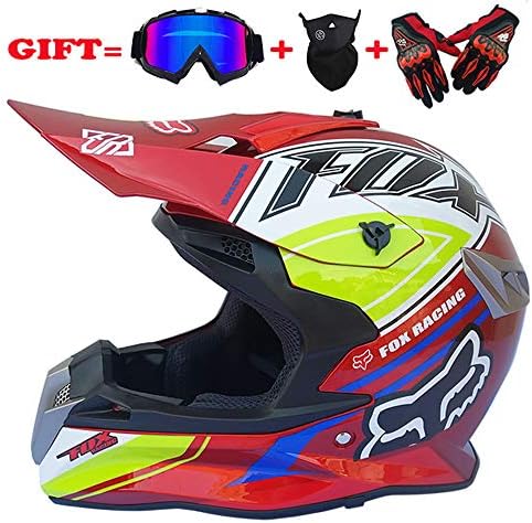 Lavacraft Motocross/ATV/Dirt Bike 3-pc Gear Combo Set - Helmet, Gloves & Goggles - DOT Certified (4 SIZE, Multicolor)
