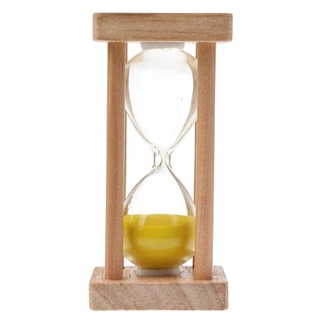Sharplace 5 Minuten Sanduhr Hourglass mit Holz Rahmen Dekoration Geschenk - 4,5 * 4,5 * 9,5 cm - Gelb