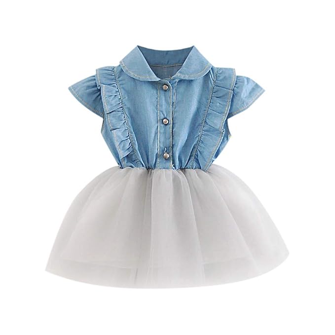 TIFIY Mädchen Tütü Sommerkleid Denim Prinzessin Kleider Kleinkind-Säuglingsbaby Karneval Tutu Abendkleid Outfits Hochzeit Kle