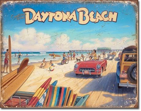 Daytona Beach Tin Sign 16 x 13in