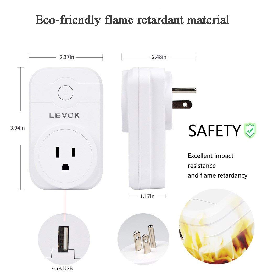 Wifi Smart Plug -15A Mini Usb Dimmer Socket Outlet Works with Alexa IFTTT/Google Home Compatible (APP Remote Control/Timer Switches/Voice/ No Hub Required)