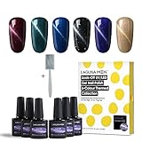 Lagunamoon Gel Nail Polish Magnetic 3D Cat Eye Varnish UV LED Soak Off Gel Polish Nail Art 6pcs