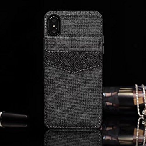 iPhone X Case - US Fast Deliver Guarantee FBA- New Fashion Elegant Luxury PU Leather Monogram Style Cover Case For Apple iPhone X (Black)