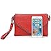 BMC Womens Textured Faux Leather Metal Accent Multi Compartment Clutch Handbag