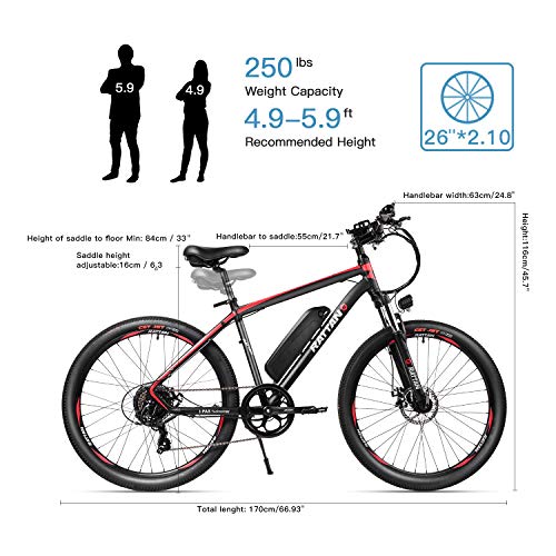 Rattan 26 Inch Mountain Electric Bicycle 36V/10.4AH Removable Lithium-ion Battery Electric Bike for Adult Smart IPAS Assisted System 350W E-Bike 7 Speed Shifter - Thumbnail 6