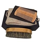 Men’s Beard Brush Pocket Comb Kit - Wooden Boar