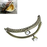 Housweety 3pcs Bag Purse Arc Frame Clasp Coin White AB Resin Ball Bronze Tone