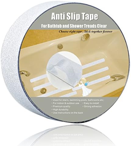 Anti Slip Tape Bathtub and Shower Treads , Safety Walk Self Adhesive Non-Slip Tape by Yorwe (2"width x 190"long, Clear)